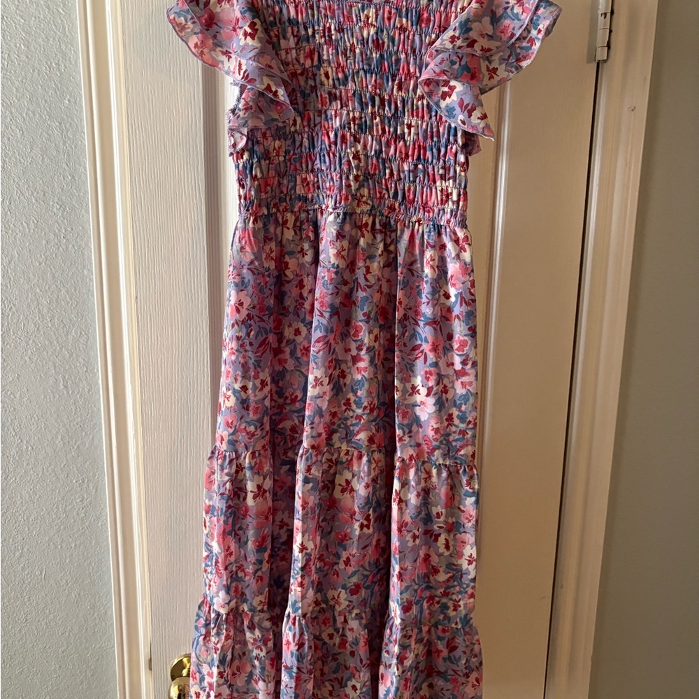 Girls Ava & Yelly Floral Smocked & Tiered Maxi Dress, Size 10